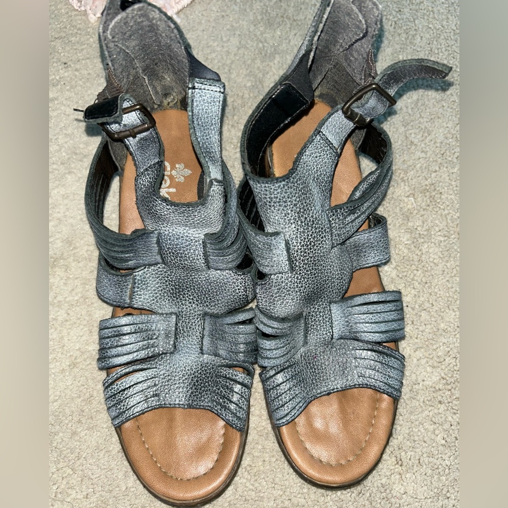 Rieker Textured Gray Strappy Sandals